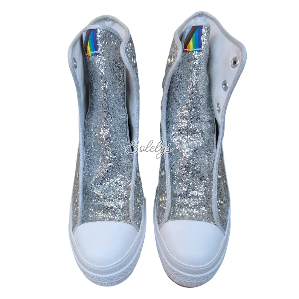 Converse Chuck 70 De Luxe Heel Glitter Platform Pride Proud to Be Boot Women 8.5 - Picture 9 of 10